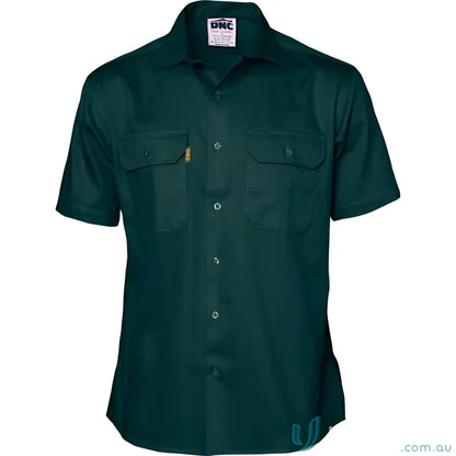 Dark green cotton drill work shirt from DNC HiVis Cotton Drill S/S Shirt