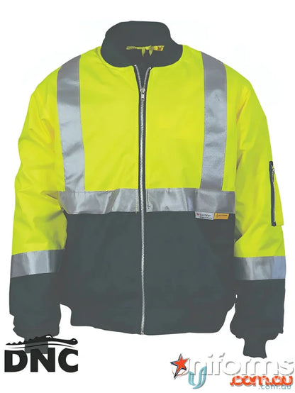 Two-tone high-visibility bomber jacket from DNC HiVis Flying Reflective Jacket for workwear and uniforms