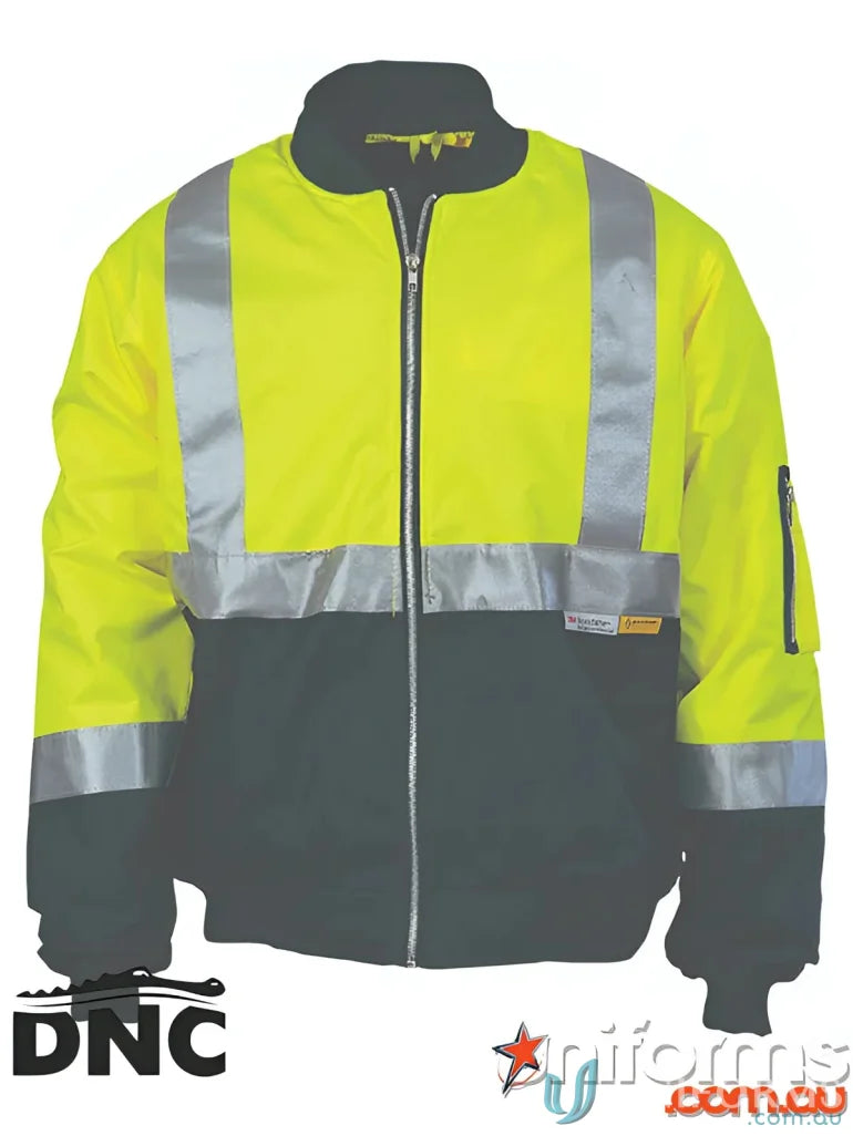 Two-tone high-visibility bomber jacket from DNC HiVis Flying Reflective Jacket for workwear and uniforms