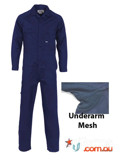 Navy blue cotton drill work coverall from DNC Light Weight Cool-Breeze uniforms