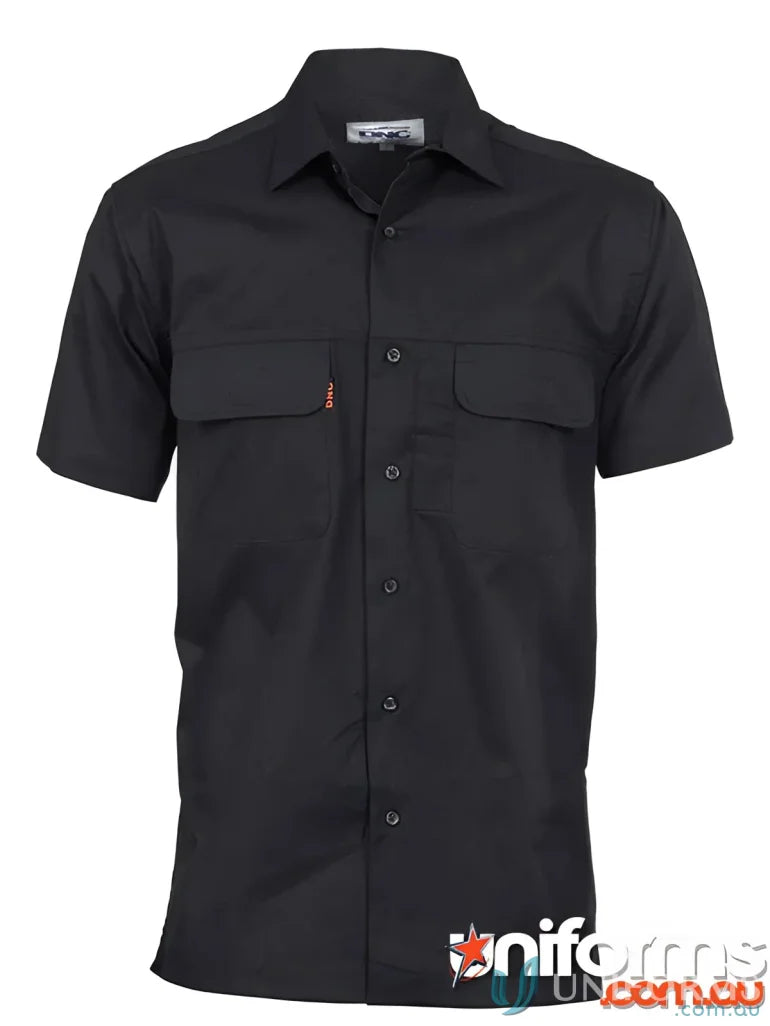 Black short-sleeved work shirt from DNC Three Way Breeze SS Shirt for uniforms and workwear
