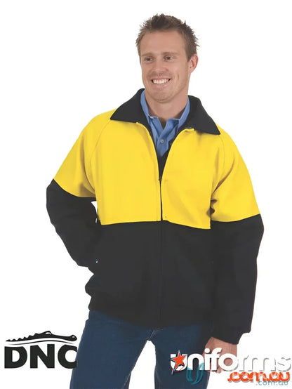 Yellow and black wool blend work jacket from DNC HiVis workwear collection