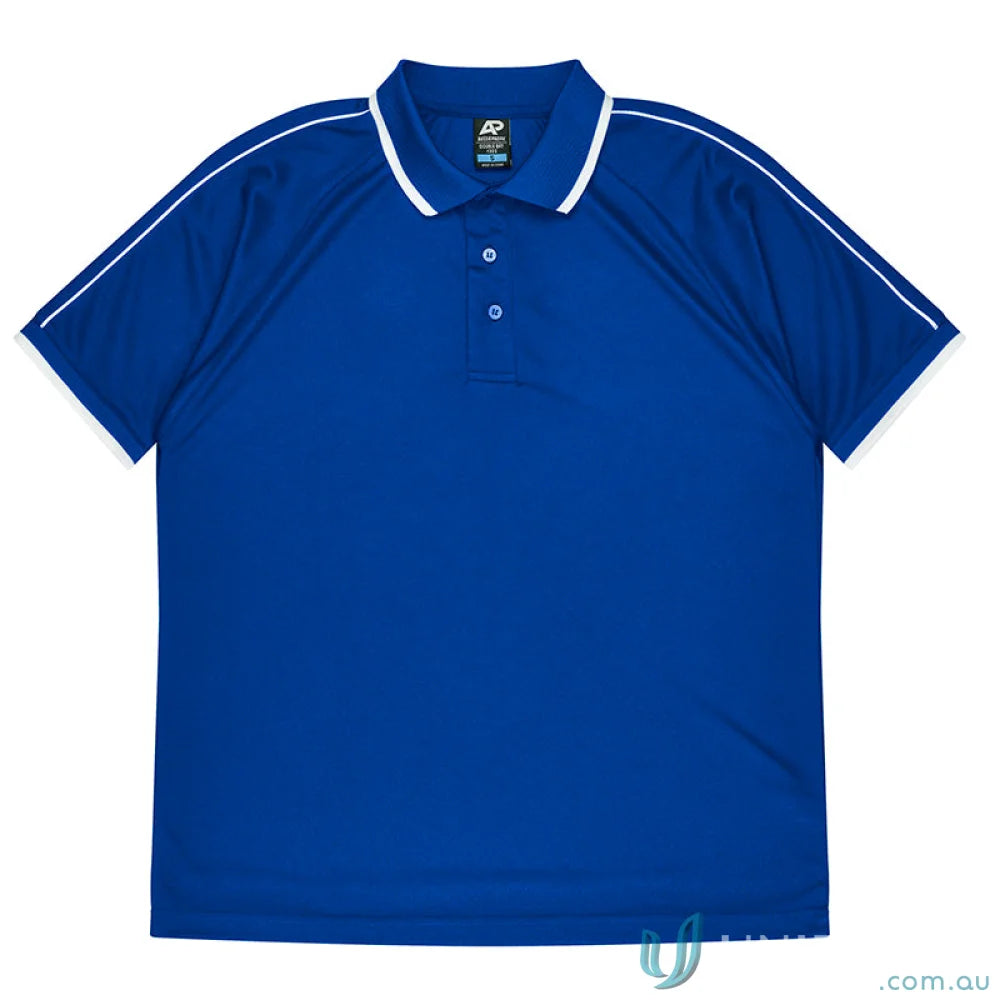 Royal blue Double Bay Mens Polos with white trim perfect for casual style