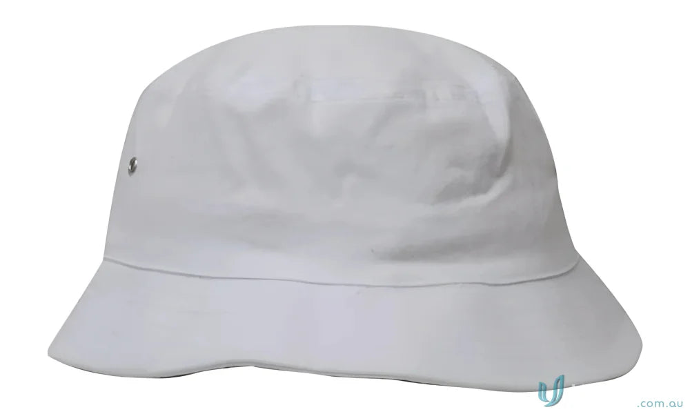 White Double Pique Mesh Bucket Hat for sun protection and casual style