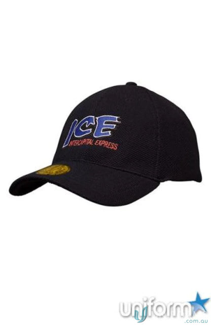 Black fitted cap with ICE INTERCAPITAL EXPRESS embroidery, perfect for uniforms