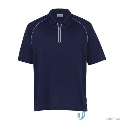 Navy blue Dri Gear Dimension Polo shirt with zipper, perfect for uniforms and workwear