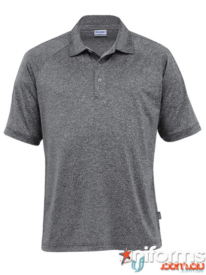 Gray short-sleeved polo shirt from Dri Gear Melange Polo collection for uniforms