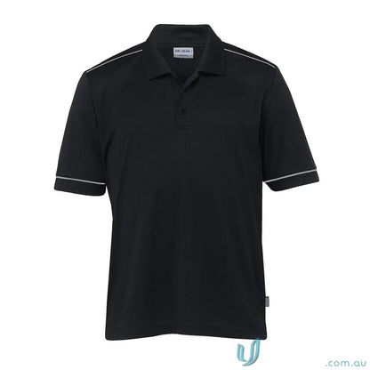 Black DriGear Matrix Polo with white trim, ideal workwear or uniform shirt