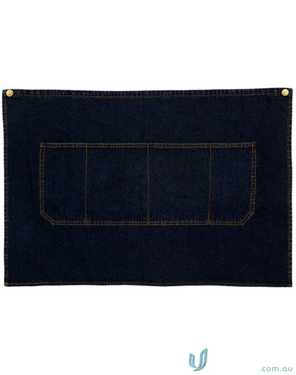 East Village Half denim apron with four pockets and brass rivets, AP08 M3001 style