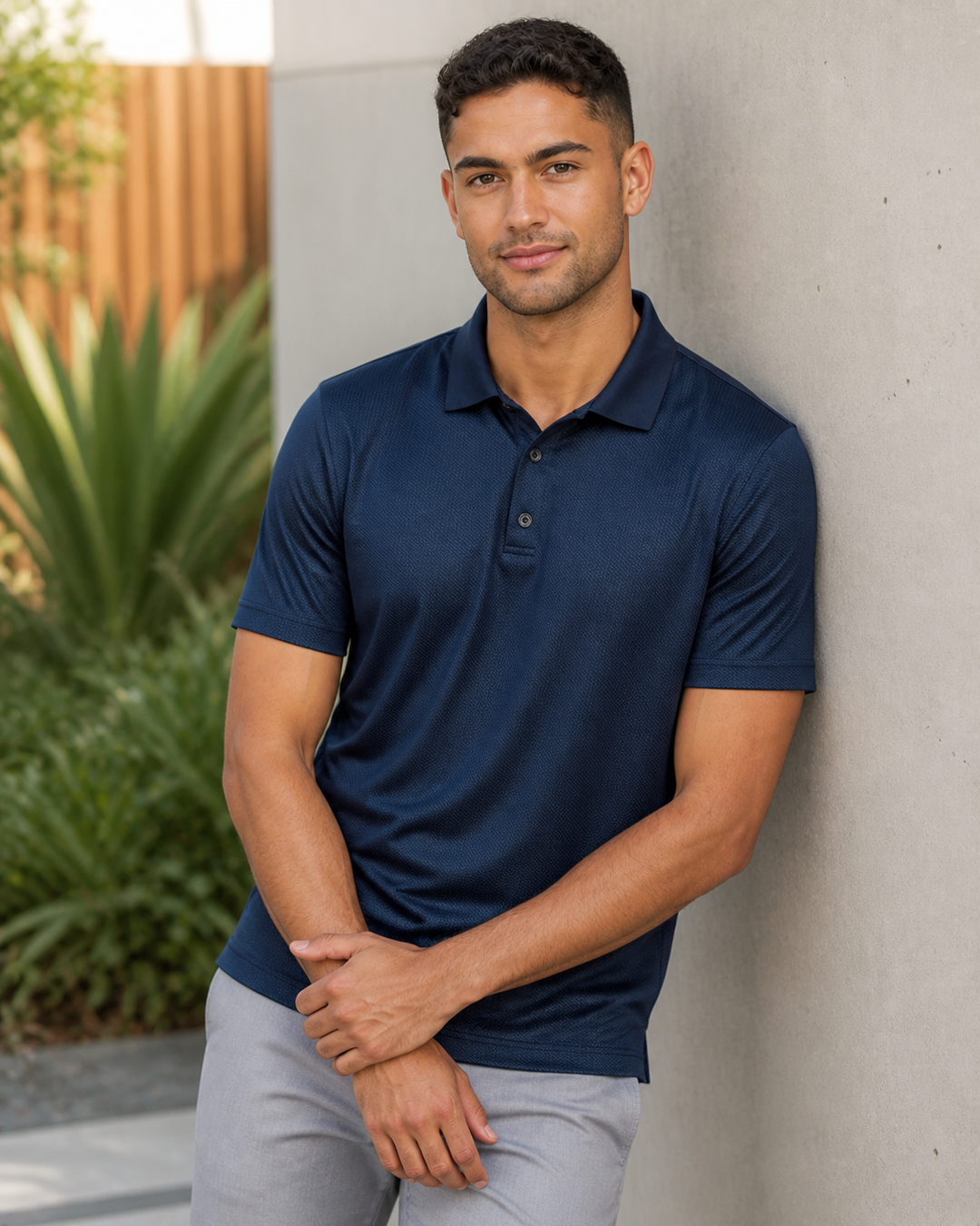 Echo Polo men's work polo on Australian catalogue model