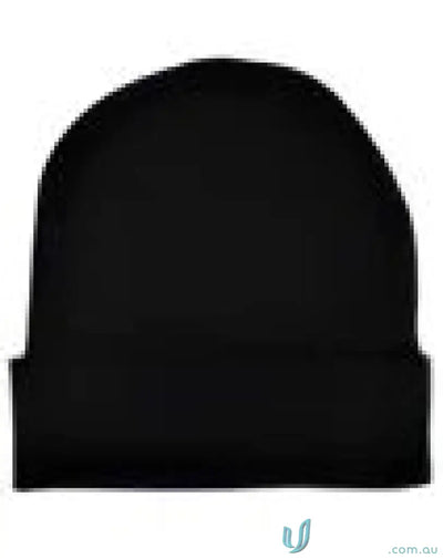 Eco Roll Up Beanie in black RPET knit beanie made from certified recycled PET fibers