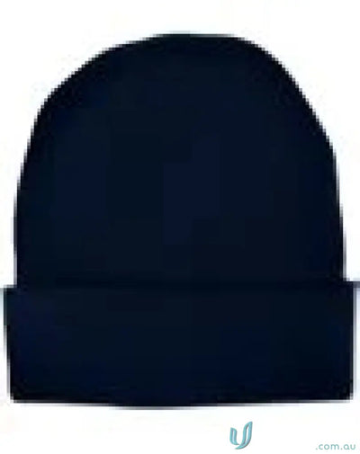 Navy blue Eco Roll Up Beanie made from certified recycled PET rpet knit beanie