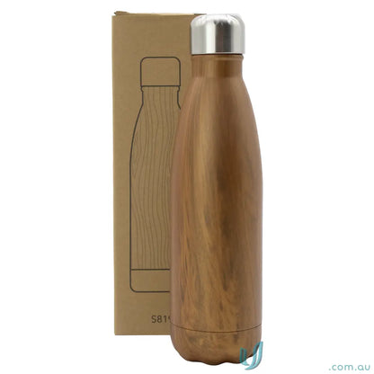 Woodgrain finish stainless steel classic bottle for eco-friendly hydration - Ecograin 500ml