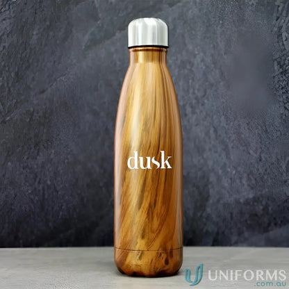 Woodgrain finish stainless steel Ecograin 500ml classic bottle with double walls