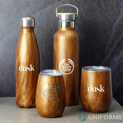Ecograin 500ml classic bottle with stainless steel and woodgrain finish for stylish sipping