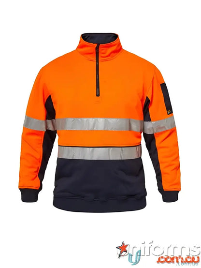 Orange and navy blue hi-vis work sweatshirt with tape for uniforms from EILBECK