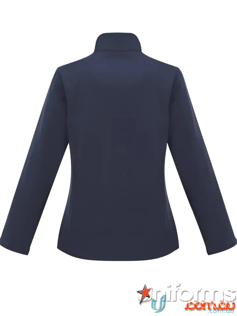 Navy blue collared jacket from EILBECK Ladies Softshell Jacket for workwear or uniforms
