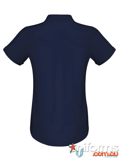 Navy blue polo shirt perfect for workwear and uniforms from EILBECK Ladies SS Blouse