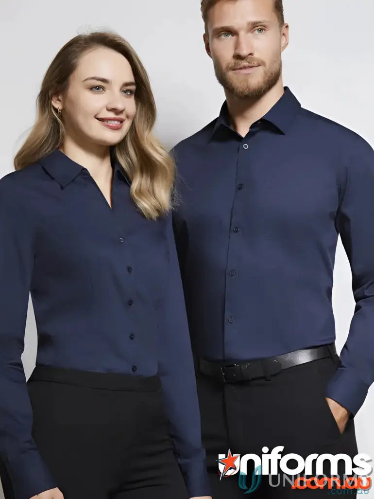 Matching navy blue EILBECK LS Shirt business shirts for uniforms and workwear