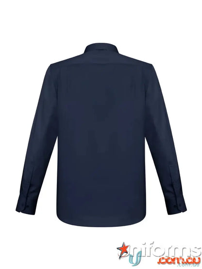 Navy blue EILBECK LS Shirt perfect for workwear or uniforms, long-sleeved style