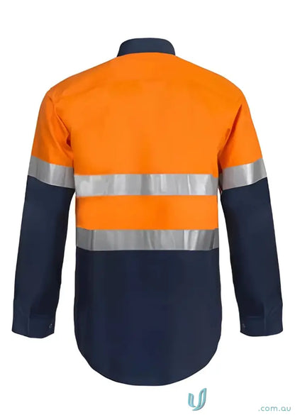 Orange and blue high-vis work shirt with reflective tape from EILBECK Reflective Tape Shirt collection