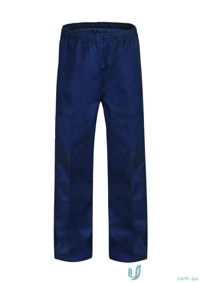 Navy blue elastic drawstring waist pants perfect for the food industry with reinforced stress points