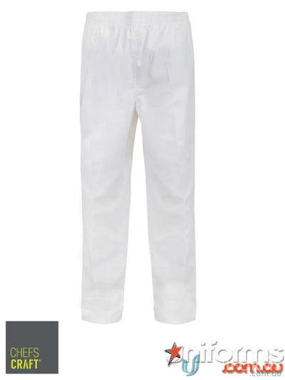 WorkCraft WP3012 Elastic Drawstring Waist Pants in White