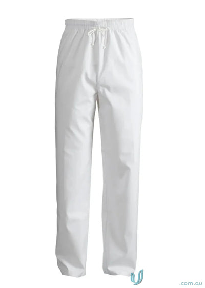 WorkCraft WP3012 Elastic Drawstring Waist Pants in White front product image