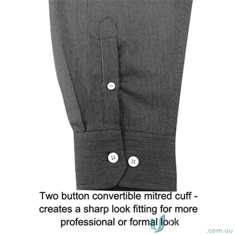 Gray mens long sleeve Empire LS Shirt cuff with buttons for work uniforms