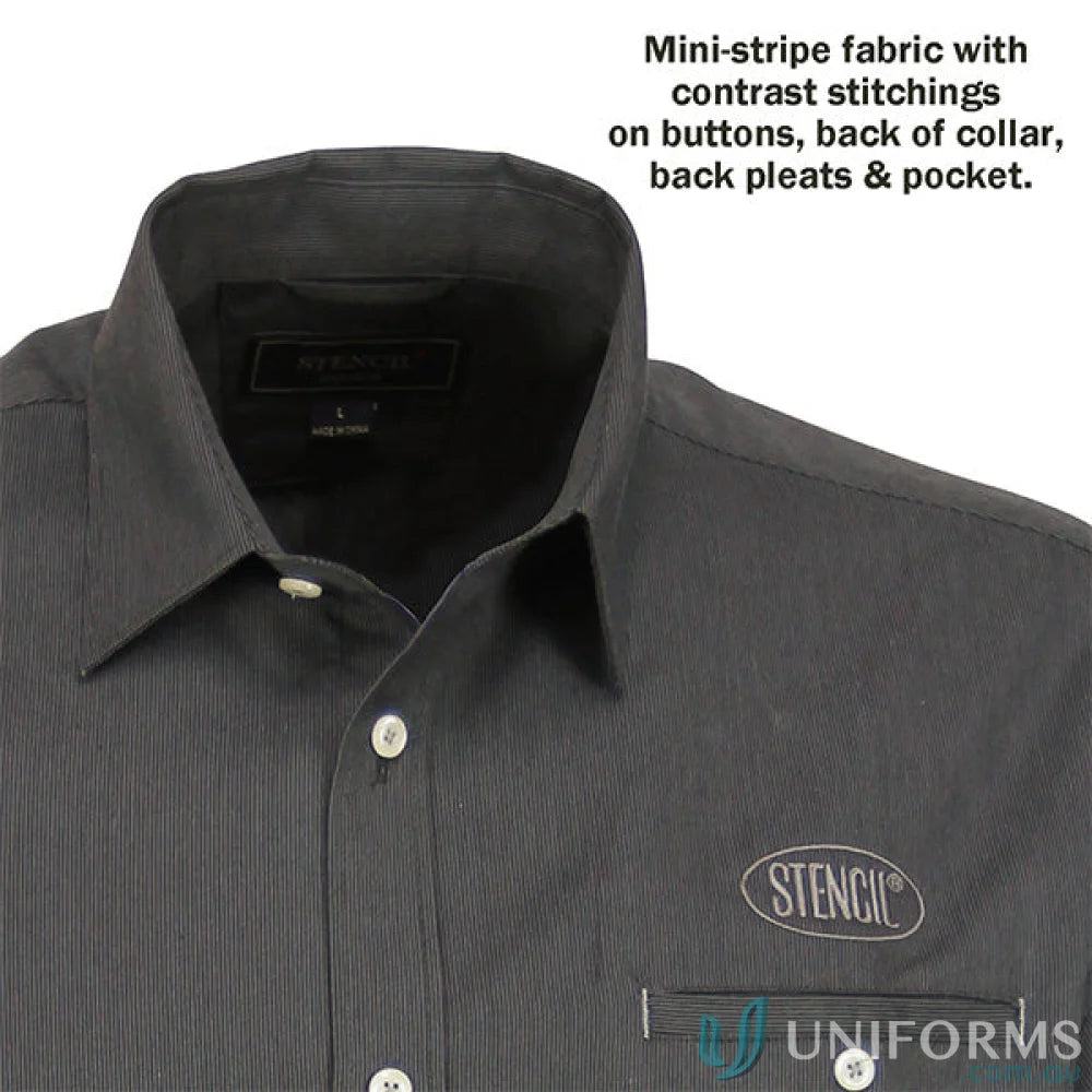 Empire LS Shirt mini-stripe fabric with contrast stitching, perfect for mens long sleeve work uniforms