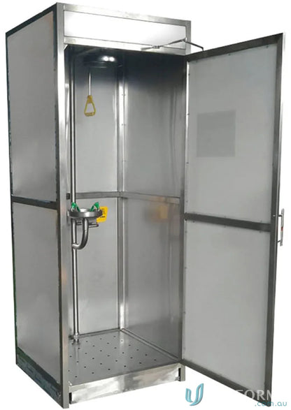 Stainless steel emergency shower and eye face wash station for safety or decontamination