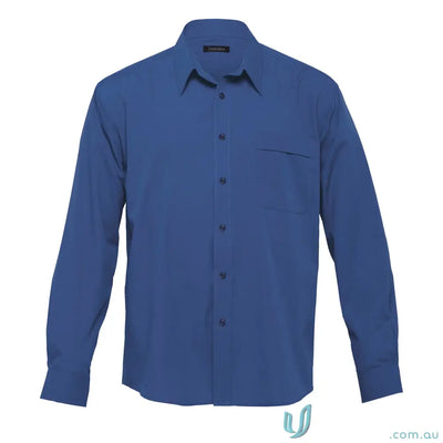 End on End Shirt: royal blue long-sleeve mens dress shirt for work uniforms