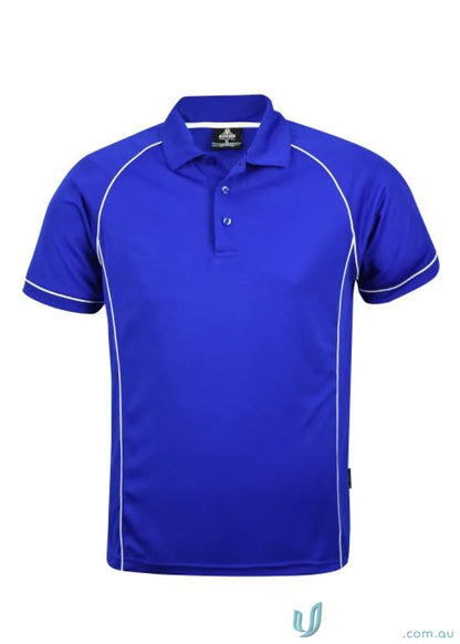Blue polo shirt with white trim from Endeavour Polo, perfect for work uniforms and uniforms