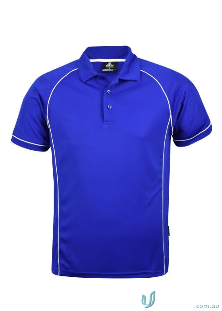 Blue polo shirt with white trim from Endeavour Polo, perfect for work uniforms and uniforms