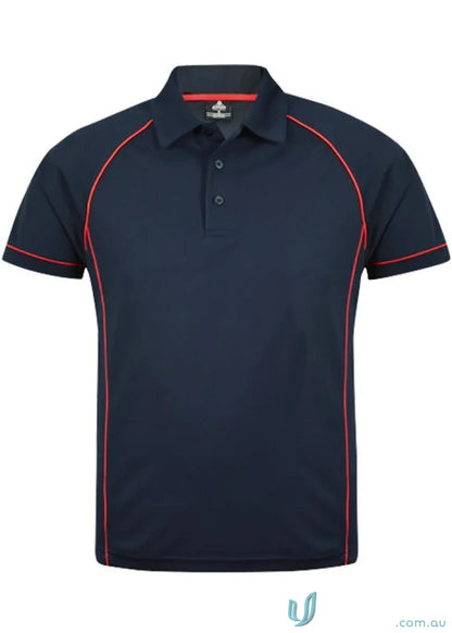Navy blue Endeavour Polo shirt with red trim, perfect for uniforms or workwear