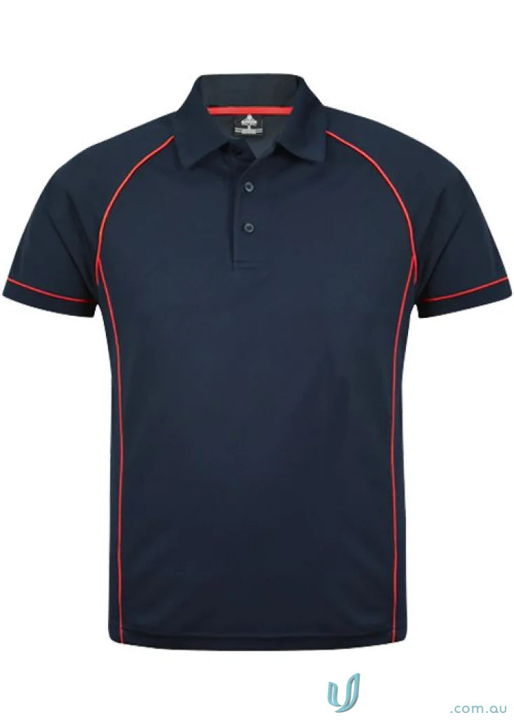 Navy blue Endeavour Polo shirt with red trim, perfect for uniforms or workwear