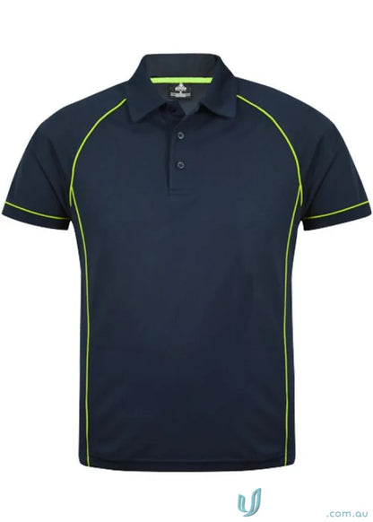 Navy blue Endeavour Polo shirt with yellow trim, perfect workwear or uniforms option