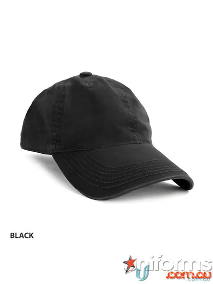 Black enzyme washed cotton cap in stylish cap style for sports uniforms