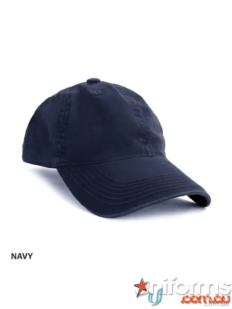 Navy blue enzyme washed cotton cap perfect for sports uniforms and casual cap style