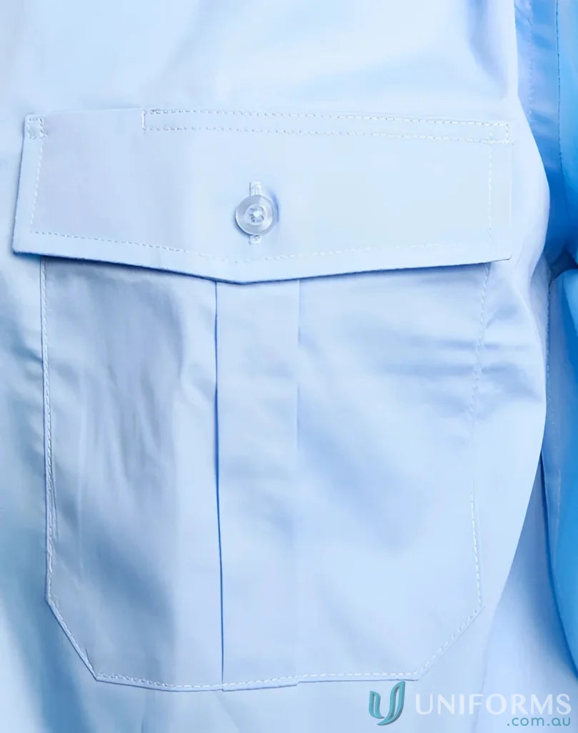 Light blue Winning Spirit Epaulette SS Shirt pocket with button and pleated design, BS06S