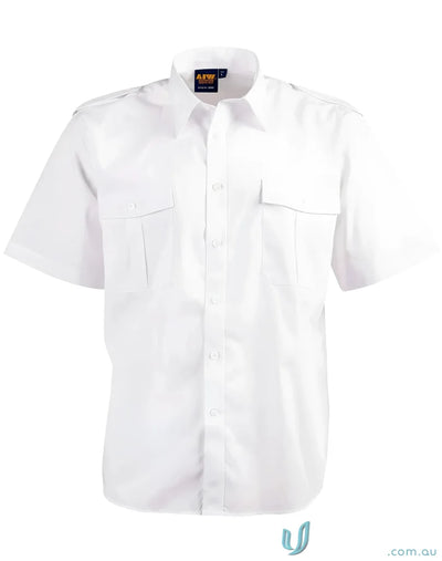 White Winning Spirit Epaulette SS Shirt with pleated pockets and short sleeves BS06S