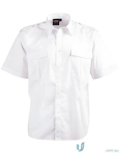 White Winning Spirit Epaulette SS Shirt with pleated pockets and short sleeves BS06S