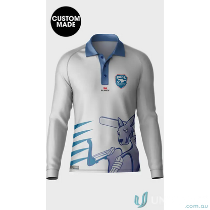 Custom-made long-sleeved cricket shirt for Ringwood Cricket Club in East Ringwood