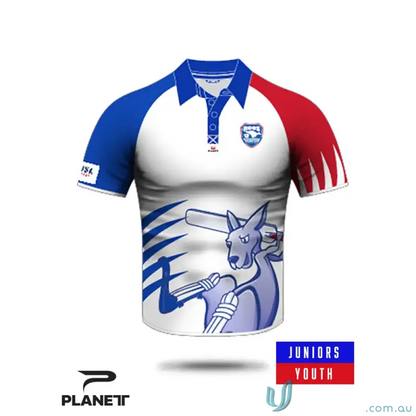 ERCC Junior Cricket polo with kangaroo design, perfect for junior cricket fans