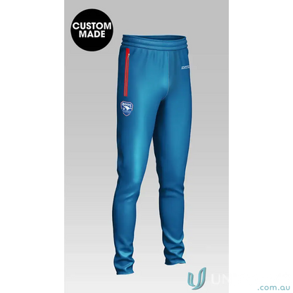 Blue custom-made athletic pants for East Ringwood Cricket and Ringwood Cricket Club