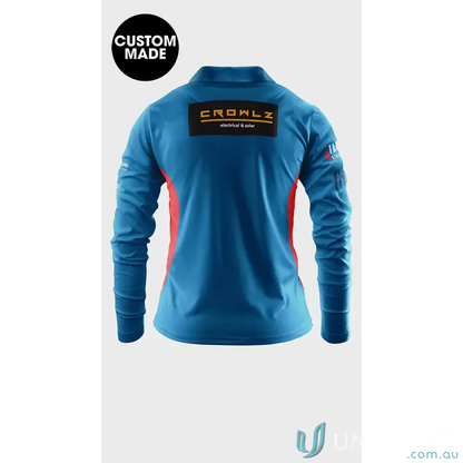 Blue long-sleeved polo shirt from ERCC Seniors SS Polo, perfect with seniors white pants