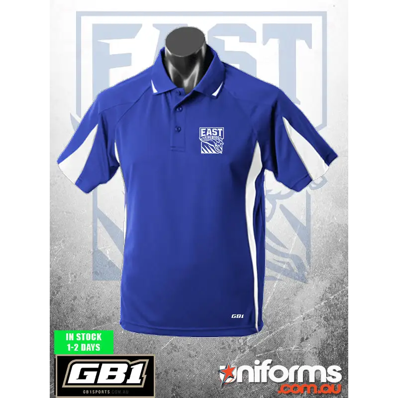 Erfc youth royal polo performance shirt in royal blue and white with textured fabric ideal for workwear uniforms