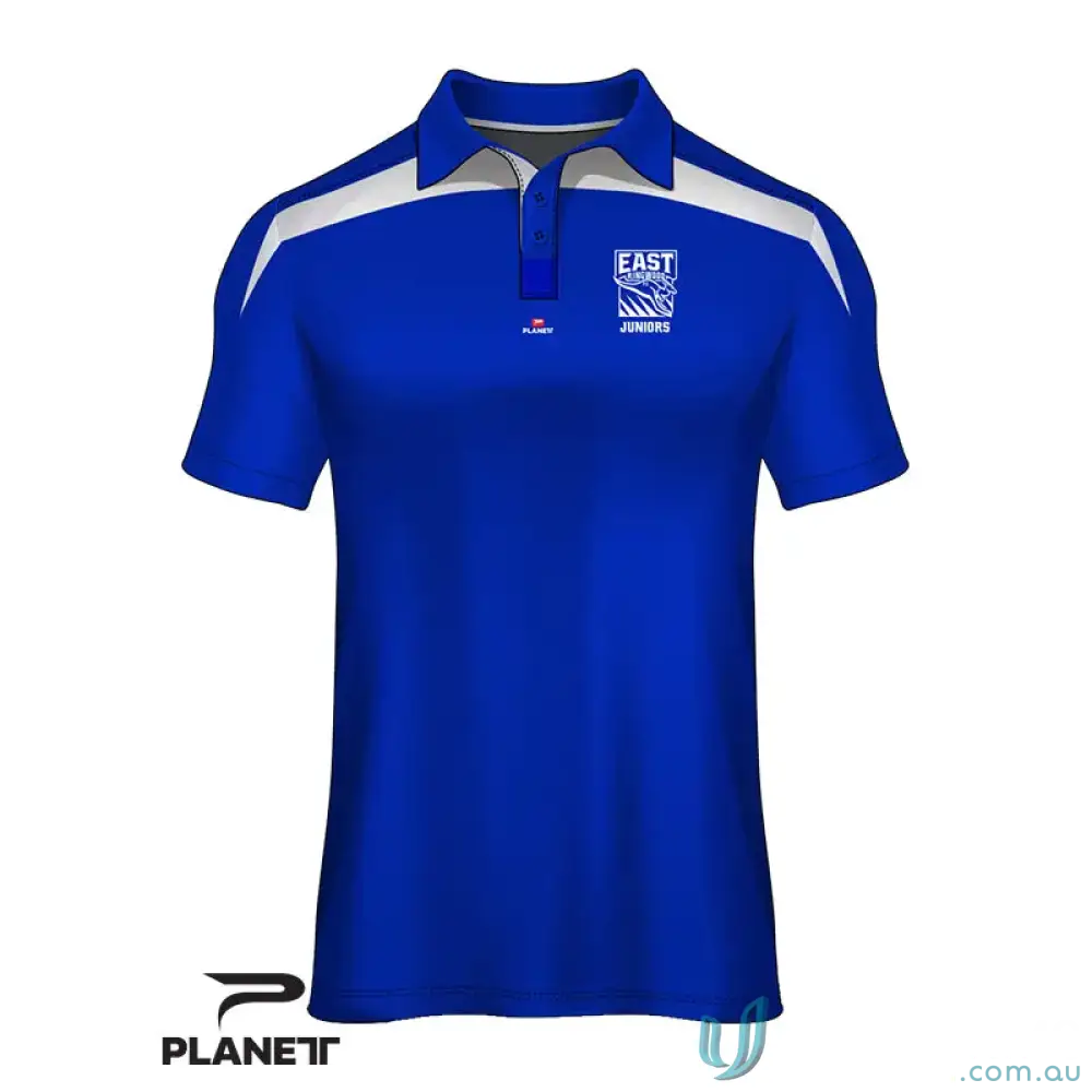 Blue and white ERJFC Ladies Polo made with comfy sports fabric for casual style