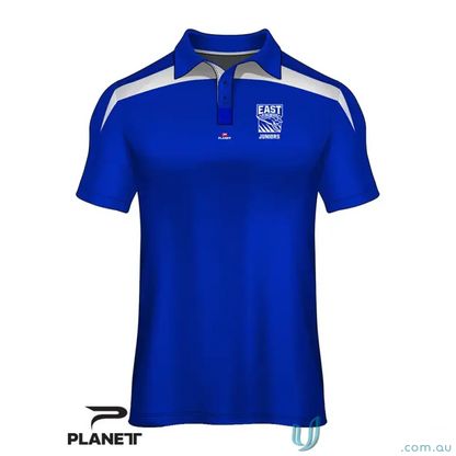 Blue and white ERJFC Ladies Polo made with comfy sports fabric for casual style
