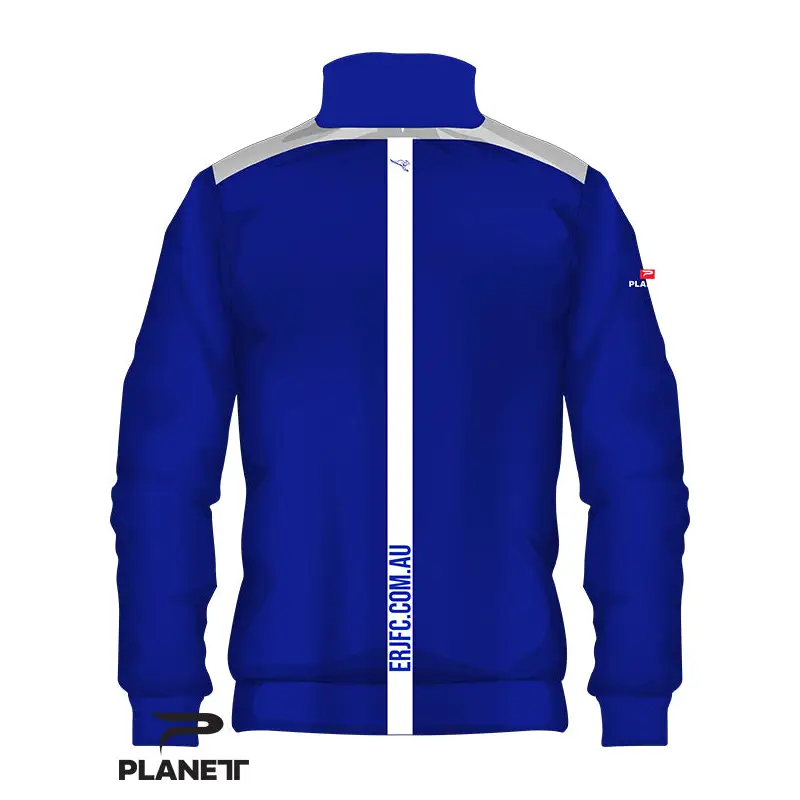 Royal blue ERJFC youth tracksuit jacket with white stripes, Puma logo, polyester sports fabric